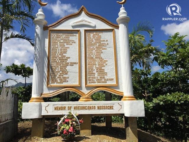 NEVER FORGET. A memorial with the names of the victims stands in Maguindanao. Photo by Rappler  