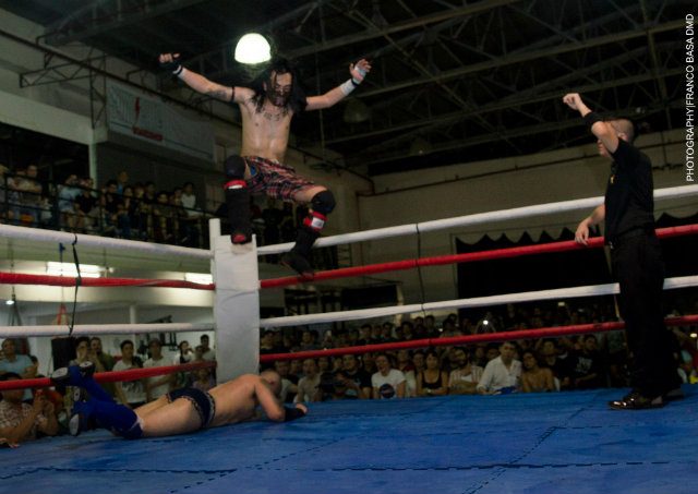 Mayhem Brannigan goes flying against Bryan Leo. Photo by Franco Basa DMD 
