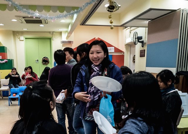 Erwiana joins a Christmas party for abused domestic workers on December 25, 2014, in Jordan, Hong Kong. Photo by Xyza Cruz Bacani/Rappler  