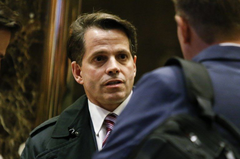 ANTHONY SCARAMUCCI. This file photo taken on December 5, 2016 shows Anthony Scaramucci (L), a senior financial adviser to President-elect Trump as he arrives at Trump Tower in New York. File photo by Kena Betancur/AFP  