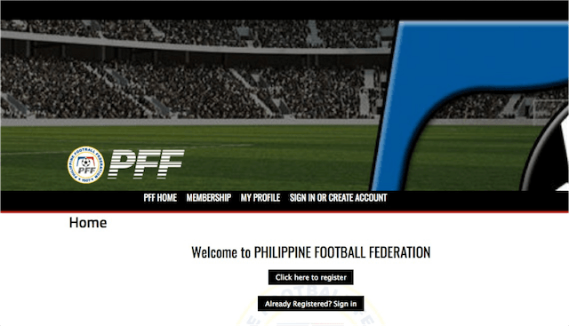 Screen grab from Philippine Football Federation 