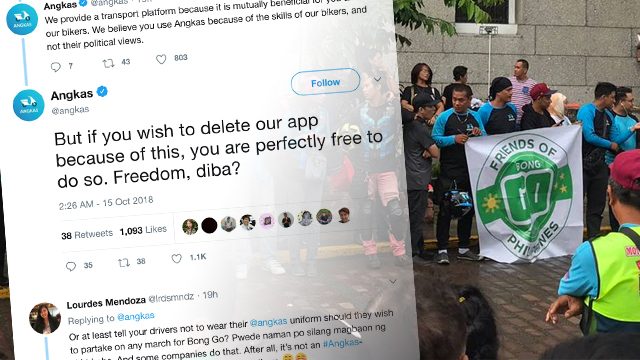 Twitter war erupts over Angkas drivers supporting Bong Go