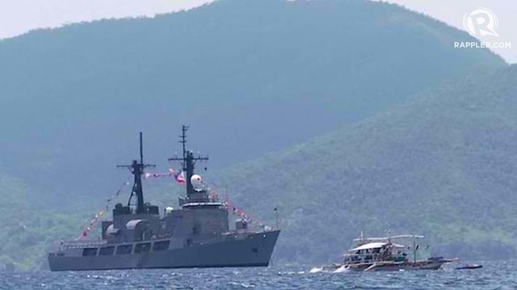 OYSTER BAY: The small bay inside Ulugan Bay serves as the operational base for Philippine warships. Rappler photo