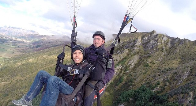 SOARING. Paragliding pilots are also skilled GoPro cameramen. Photo by Tony of Coronet Peak Tandems 
