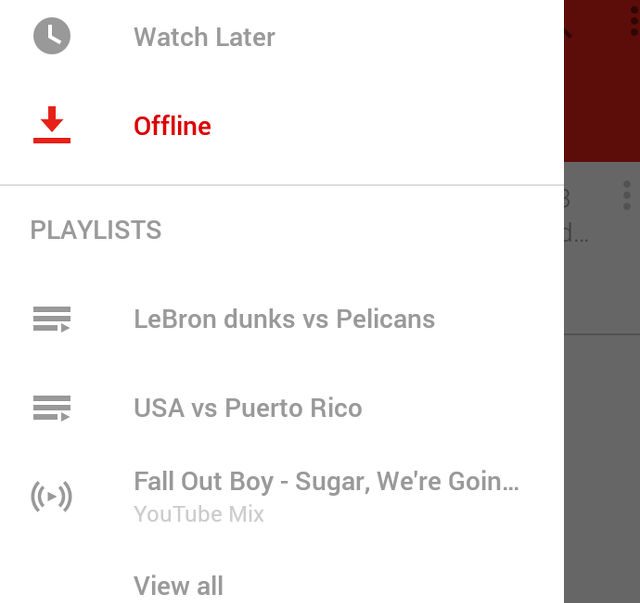 OFFLINE PLAY. Screen shot of YouTube's offline section on its app. 