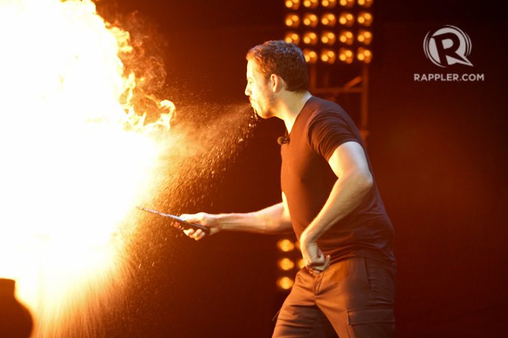 FIRESTARTER. In fairness, he put it out, too. Photo by Mark Cristino/Rappler 
