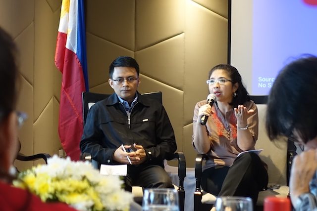 NEW DEPARTMENT. Mark Pablo (L) and Jennifer Santiago Oreta at the national workshop on violent extremism organized by the Friedrich Ebert Foundation in the Philippines. Photo by Rambo Talabong/Rappler  