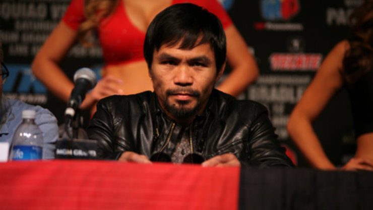 Manny Pacquiao glares ahead during Wednesday's press conference. Photo by Jhay Otaimas
