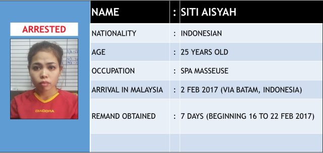 Kepolisian Malaysia: Siti Aisyah akan ditahan selama satu minggu