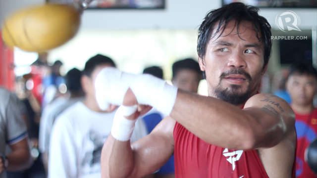 WATCH: Pacquiao waves to fans while working speed bag