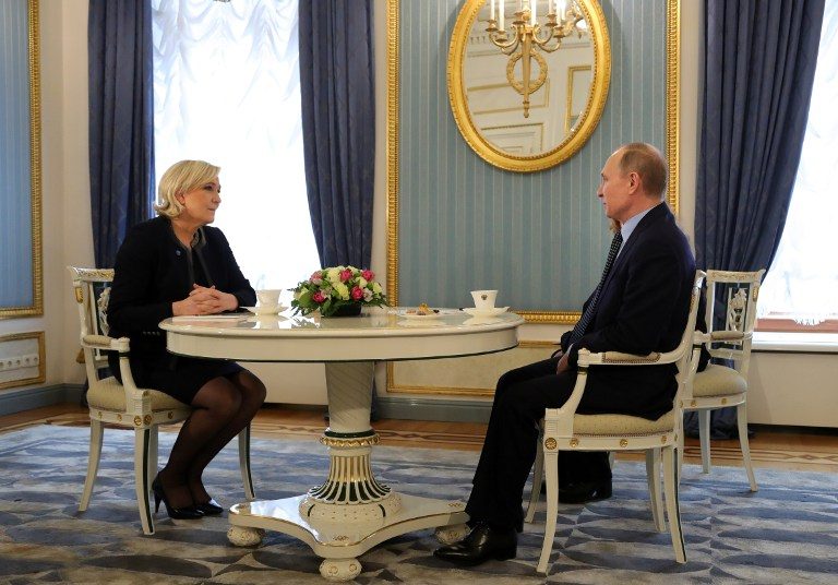 Putin meets France’s Le Pen in Moscow
