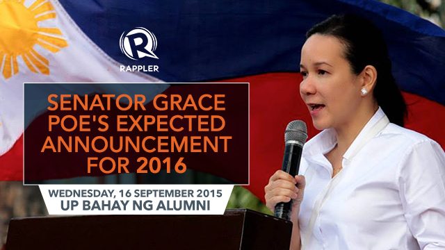 LIVE: Senator Grace Poe’s expected announcement for 2016