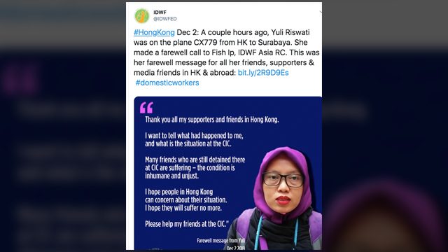 Hong Kong deports Indonesian worker who reported on protests