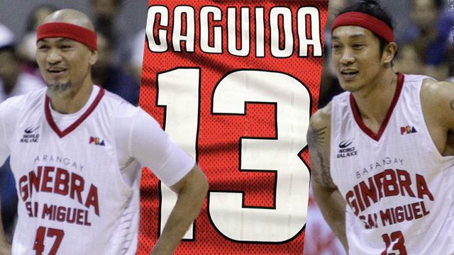 Caguioa dons retired Ginebra partner Helterbrand’s jersey number as tribute