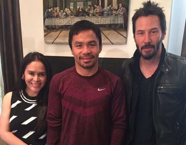 Actors Keanu Reeves, Mark Wahlberg visit Manny Pacquiao