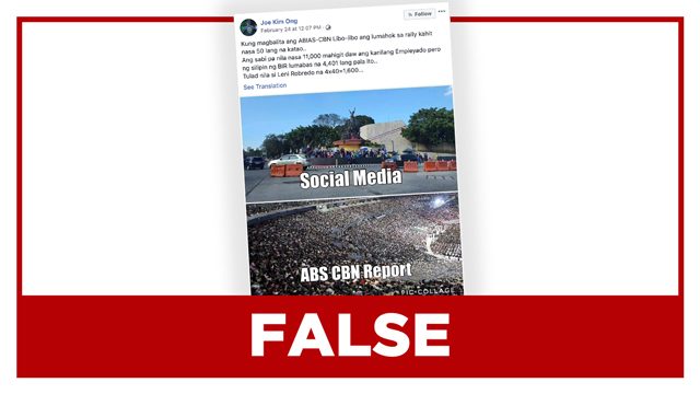 FALSE: Comparison of rally photos from ‘ABS-CBN report’ and social media
