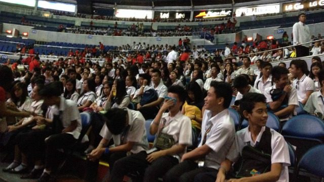 HONORED. More than 10,000 high school graduates who are beneficiaries of the Pantawid Pamilyang Pilipino Program (4Ps) of the Department of Social Welfare and Development (DSWD) gather at the Smart Araneta Coliseum. 