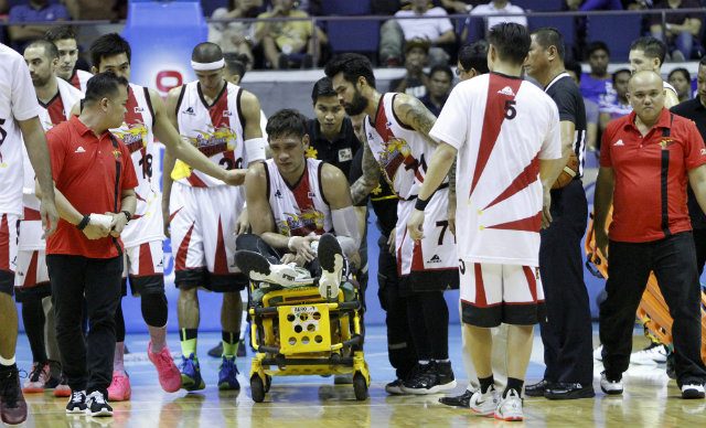 June Mar Fajardo hurts knee, gets stretchered off court in Game 6