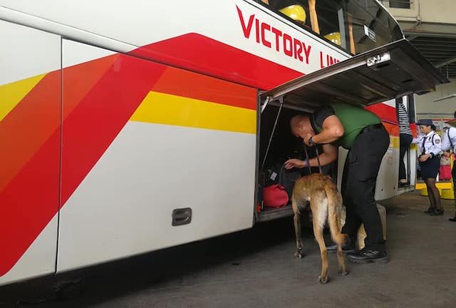 K-9 SCANS. The Philippine Drug Enforcement Agency also inspects terminals for illegal drugs possibly inside passengers' luggage. Photo from PDEA 