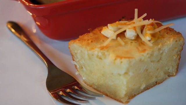 CHEESE TOPPING. This varation of bibingka is topped with shredded cheese. 