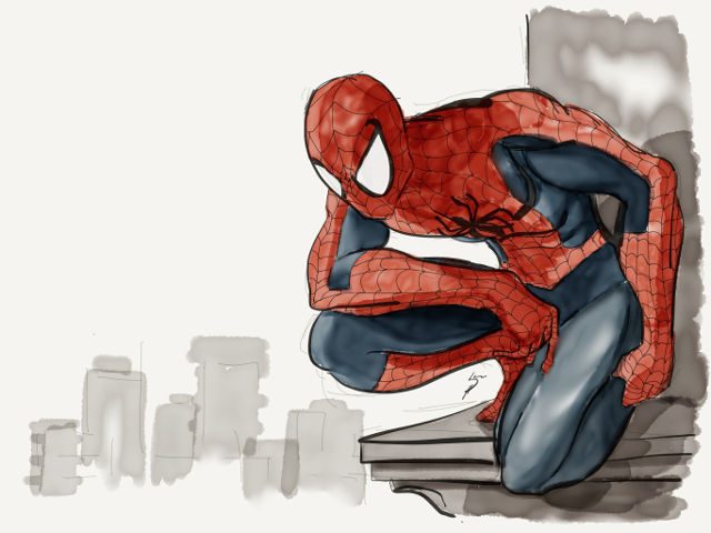 DRAWN ON IPAD PRO. A Spider-man illustration, drawn with 53’s Paper on the iPad Pro. Images by Luis Buenaventura 