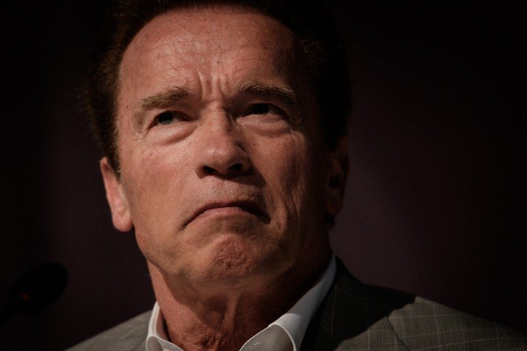 Foto ini diambil pada 1 April 2016 lalu, saat Arnold Schwarzenegger menghadiri sebuah konferensi pers di Rio de Janeiro, Brasil. Foto oleh Yasuyoshi Chiba/AFP 