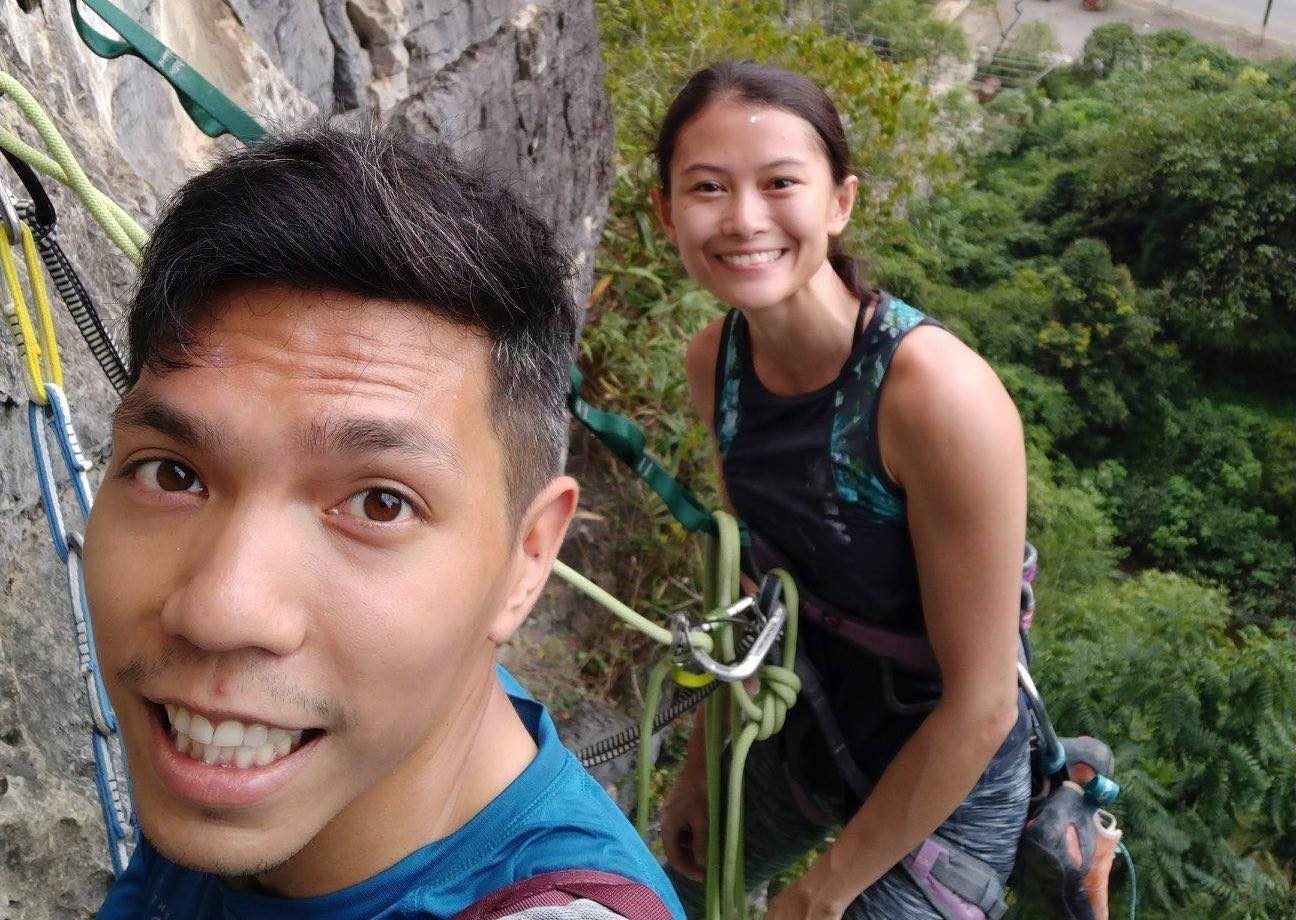 GREATER HEIGHTS. Pia Ranada-Robles (right) and her husband Dru conquer different climbing levels together. Photo courtesy of Pia Ranada  