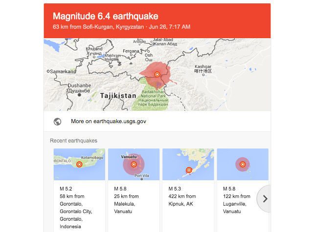 Google adds real-time earthquake alerts to search results