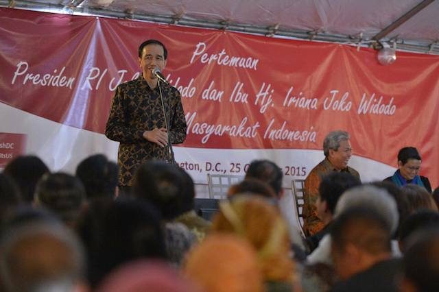 Jokowi bertemu dengan sekitar 1.200 WNI di Amerika Serikat, pada 25 Oktober 2015. Foto dari Facebook 
