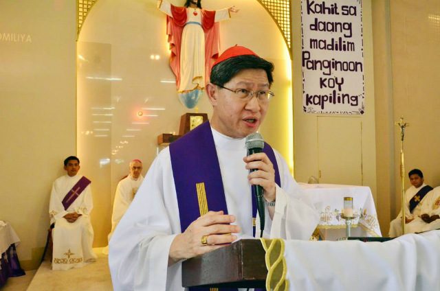 VOICE OF GOD. Manila Archbishop Luis Antonio Cardinal Tagle on March 23, 2016, tells residents of the Manila City Jail not to lose hope. Photo by Noli Yamsuan/Archdiocese of Manila 