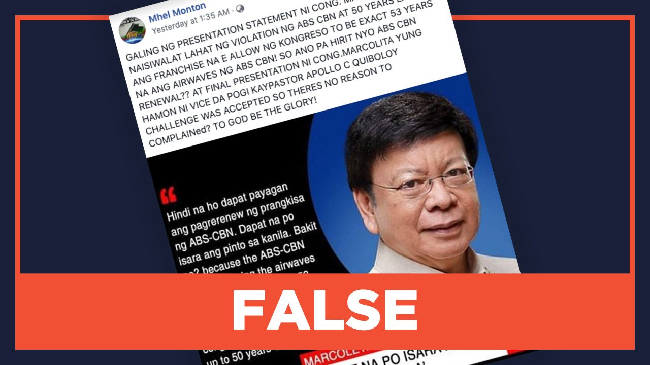 FALSE: ABS-CBN violated Constitution for being in airwaves for more than 50 years