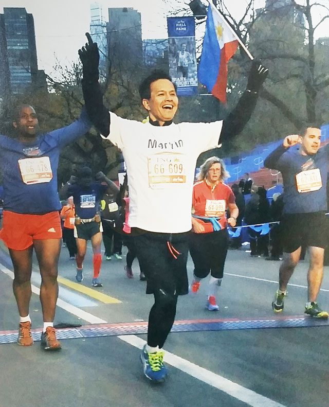 WINNING. Marvin Fausto at the New York Marathon. Photo courtesy of COL Financial