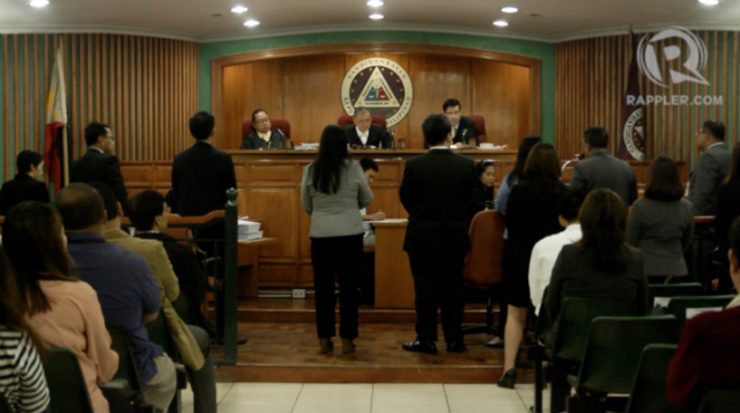 HEARING. The Sandiganbayan 1st division hears oral arguments of Senator Bong Revilla on his motions to determine probable cause and suspend proceedings. Photo by Naoki Mengua