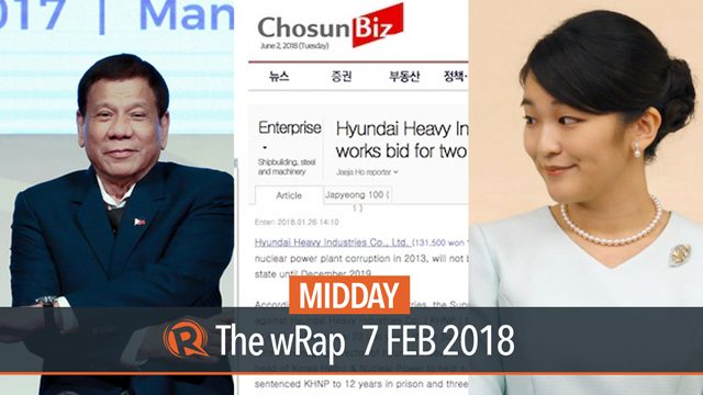 Duterte on EU invite, Hyundai Heavy Industries banned in South Korea, Japanese princess wedding postponed | Midday wRap