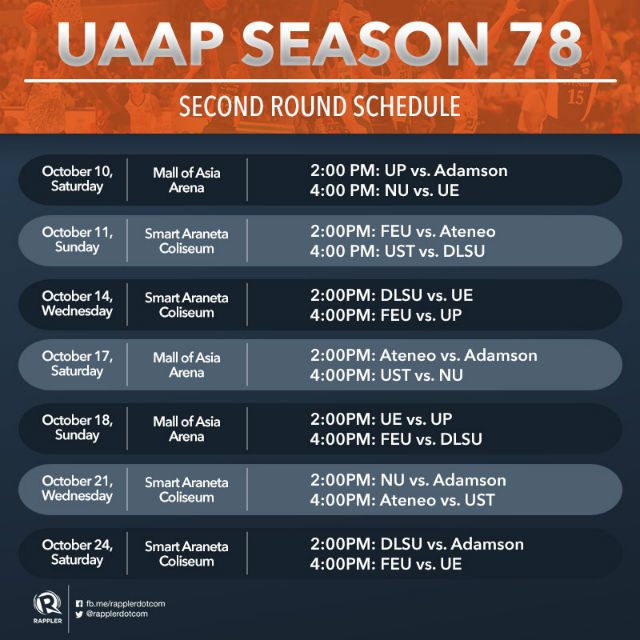 UAAP Season 78 second round schedule