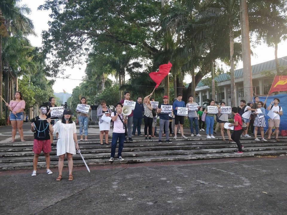 END FASCISM. In this photo, UPLB students converge to protest against the Duterte administration. Photo by Dyl Dalas 