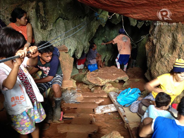 In Ruby-hit areas, caves turn into evacuation centers