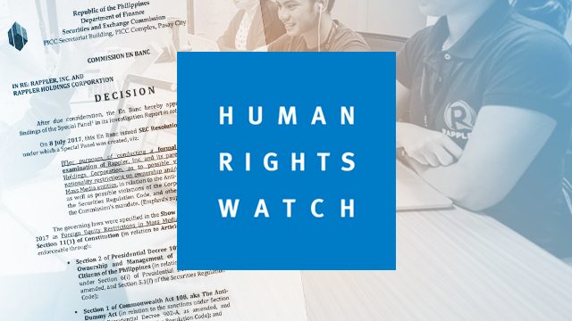 SEC move vs Rappler a ‘politicized attack’ – HRW