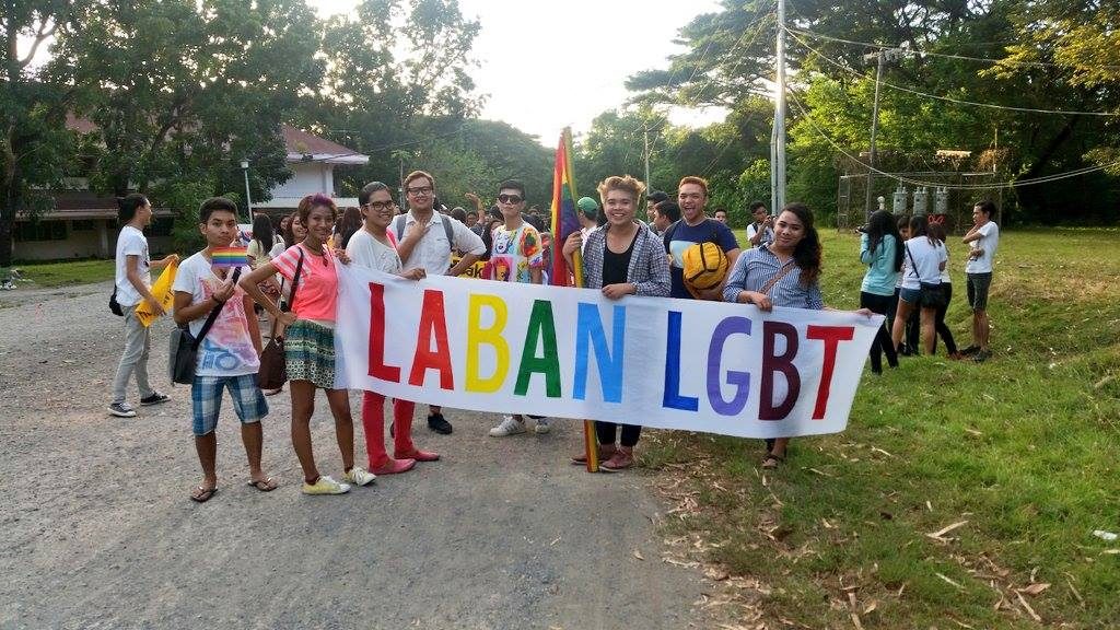 LABAN LGBT. Members of the LGBT community in Iloilo hold the "Laban LGBT" banner. Photo courtesy of UP Lipad 