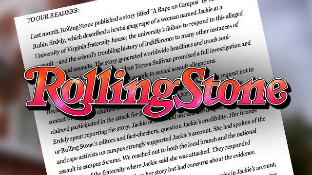 Rolling Stone backpedals on campus gang rape story