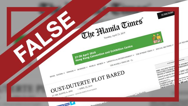 FALSE: ‘Ouster plot’ against President Duterte ‘bared’