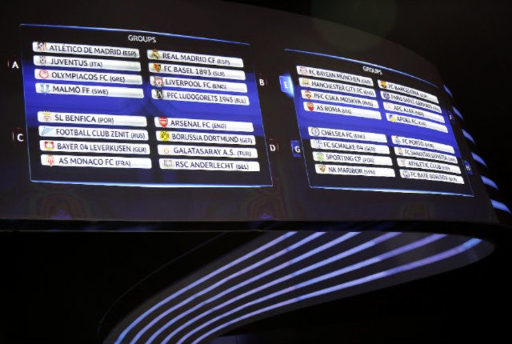 A view of the screen displaying the results of the draw. Photo by Sebastien Nogier/EPA