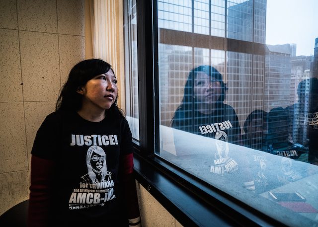 Erwiana awaits the sentencing of Law inside the Hong Kong courtroom on February 27, 2015. Photo by Xyza Cruz Bacani/Rappler 