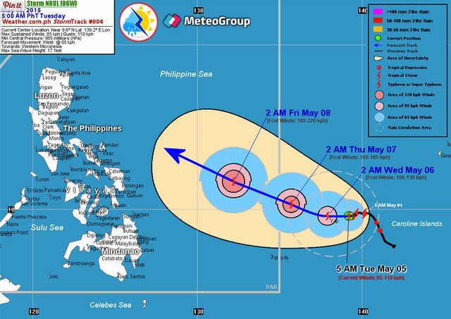 STORM'S TRACK. This is one possible track of Tropical Storm Noul as generated by Weather Philippines. Image courtesy of Weather Philippines 