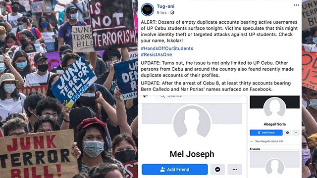 False Facebook accounts of U.P. students, alumni reported after terror bill protests