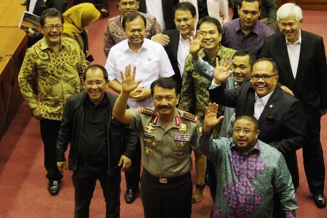 ENDORSED. Comr. Gen. Budi Gunawan at the House of Representatives after lawmakers endorsed his nomination as police chief, two days after being named a corruption suspect. Photo by Tempo 