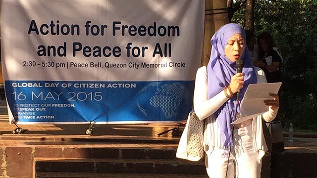 NEXT GENERATION. A youth representative calls for peace during the Action for Freedom and Peace for All event. 