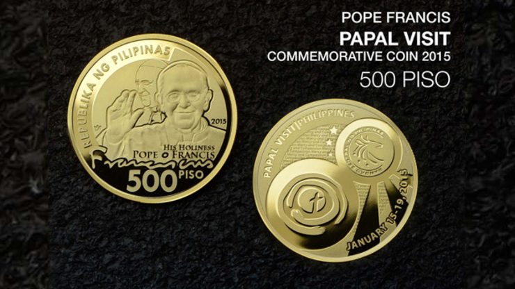 LIMITED EDITION. The 500-piso Nordic gold, papal coin. File photo from the Bangko Sentral ng Pilipinas  