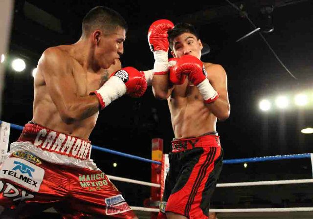 David Carmona (L) in his 2013 fight against Danny Flores. Photo from Zanfer Promotions 