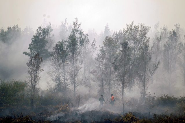 GREENHOUSE GASES. The forest fires from Indonesia are emitting more greenhouse gases than all US economic activity according to a report. Photo by Bagus Indahono/EPA 